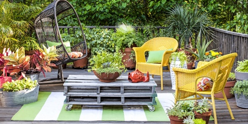 coloured-chairs garden