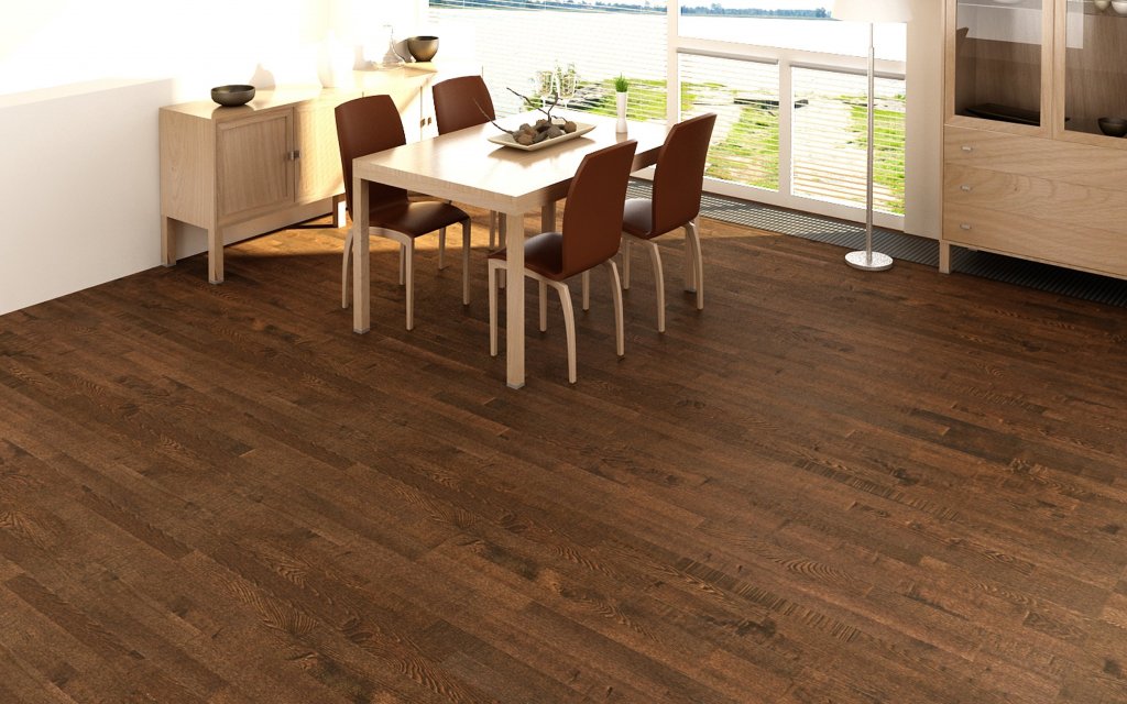 Tmavé třívrstvé dřevěné podlahy TDV