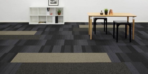 Kobercové čtverce Burmatex Balance Echo 21001 black - různé kombinace s jinými kolekci
