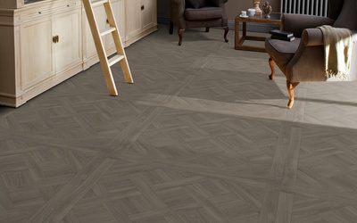 Tarkett Exclusive 240 Chateau - Parquet Versailles Light Grey obývací pokoj
