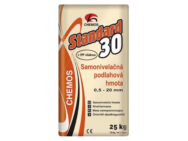 Samonivelační podlahové hmoty CHEMOS Standard 30 + PP vlákno